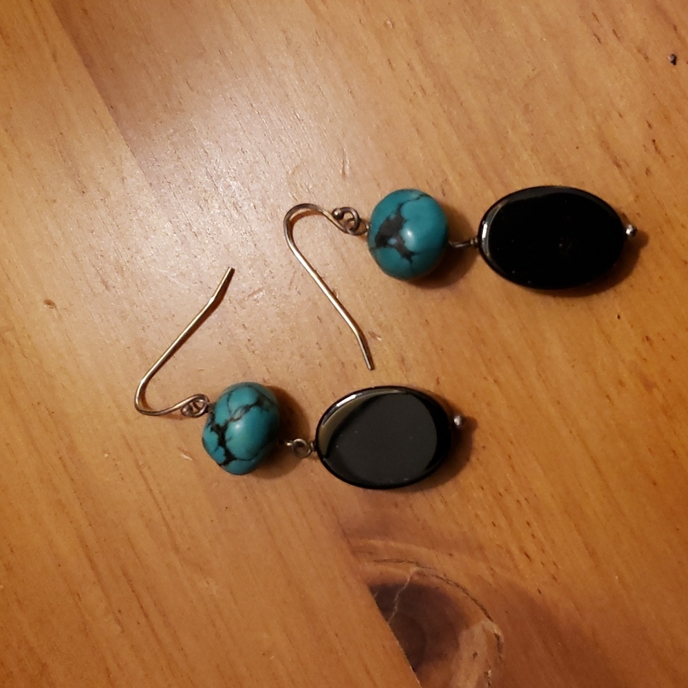 Turquoise & onyx earrings